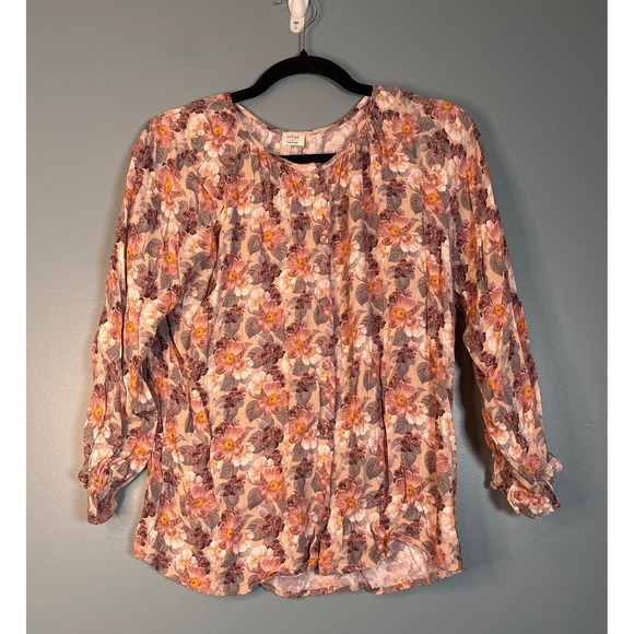 Wilfred Tops - Wilfred Aritzia Women's Multicolor Floral Print Long Sleeve Blouse Top Sz Small